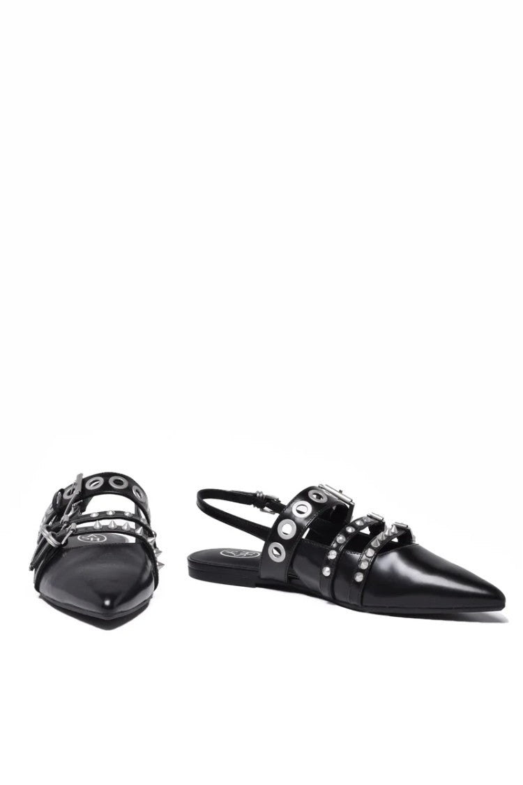 Ash Leather Ballerinas - Black