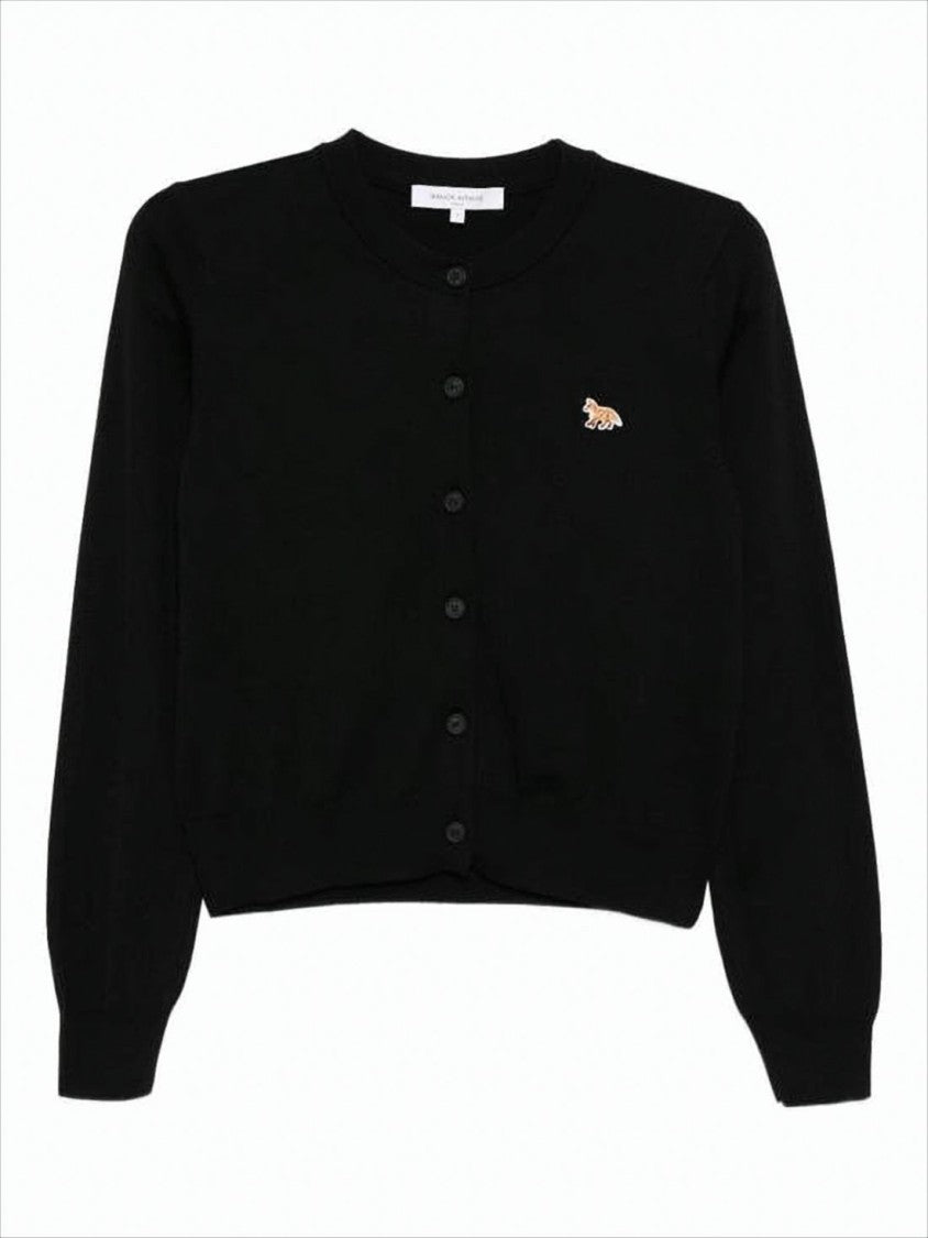 Maison Kitsuné Boxy Black Lambswool Cardigan