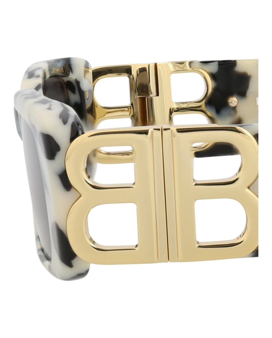 Balenciaga Square-Frame Sunglasses With Bold Gold-Tone Accent