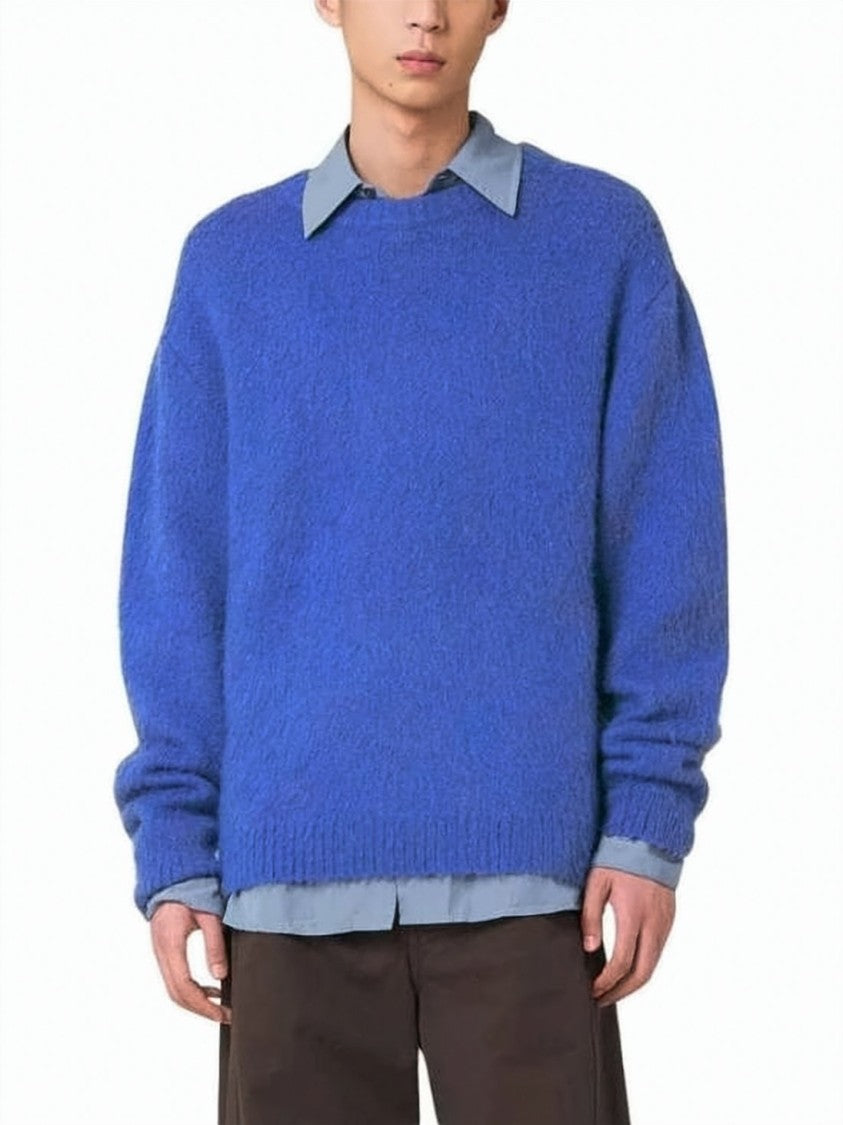 Lemaire Relaxed Fit Blue Mohair Blend Sweater