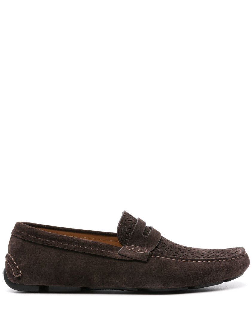 Giorgio Armani Closed Design Loafers With Perforated Detailing