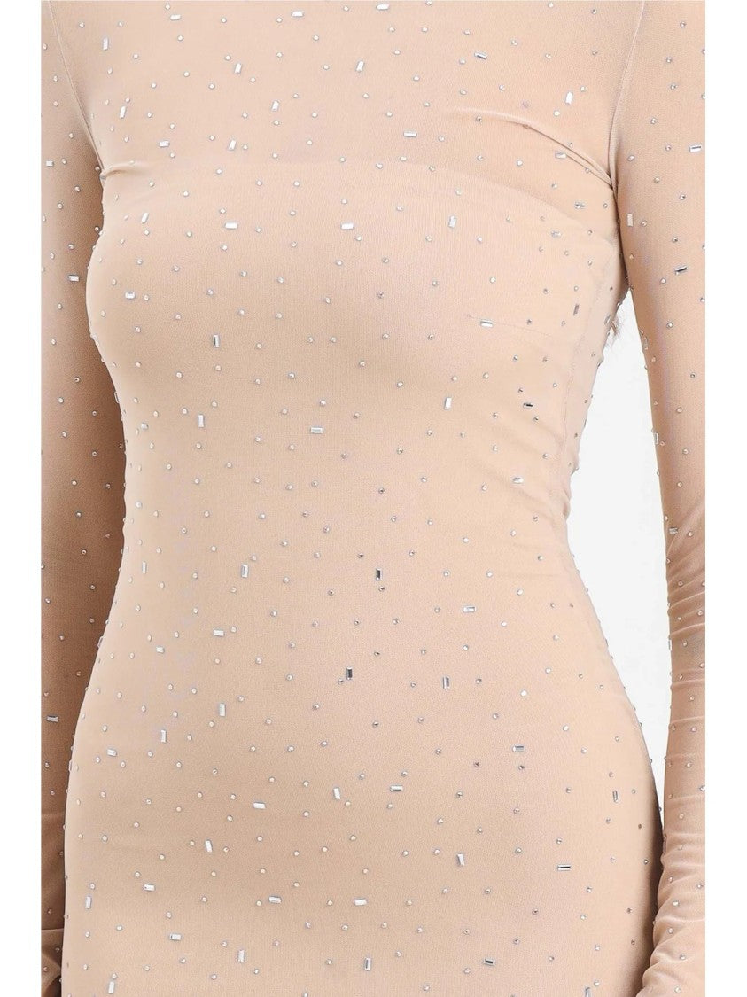Alma Sanchez Alma Sanchez Long Tulle Dress With High Neckline And Sparkling Embellishments