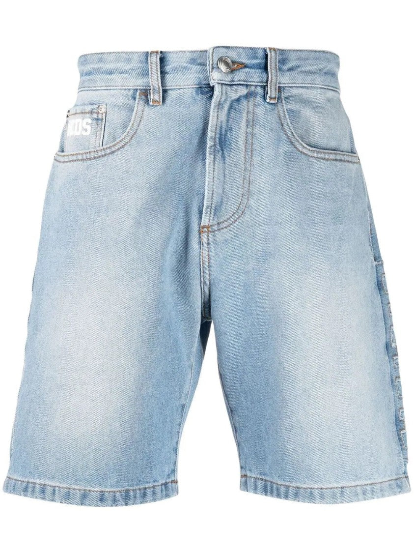 Gcds Light Blue Vintage-Finish Bucket Denim Shorts