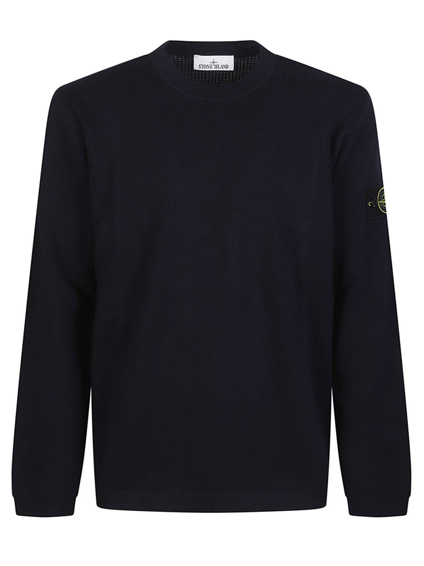 Stone Island Black Round Neck Cotton Sweater