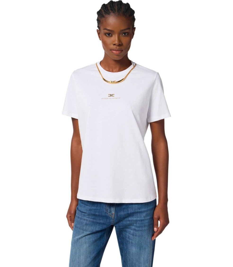 Elisabetta Franchi White T-Shirt With Jewel