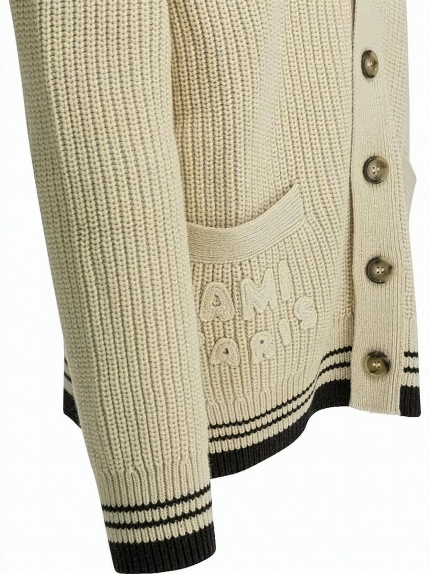 Ami Paris Knit Cardigan With V-Neckline