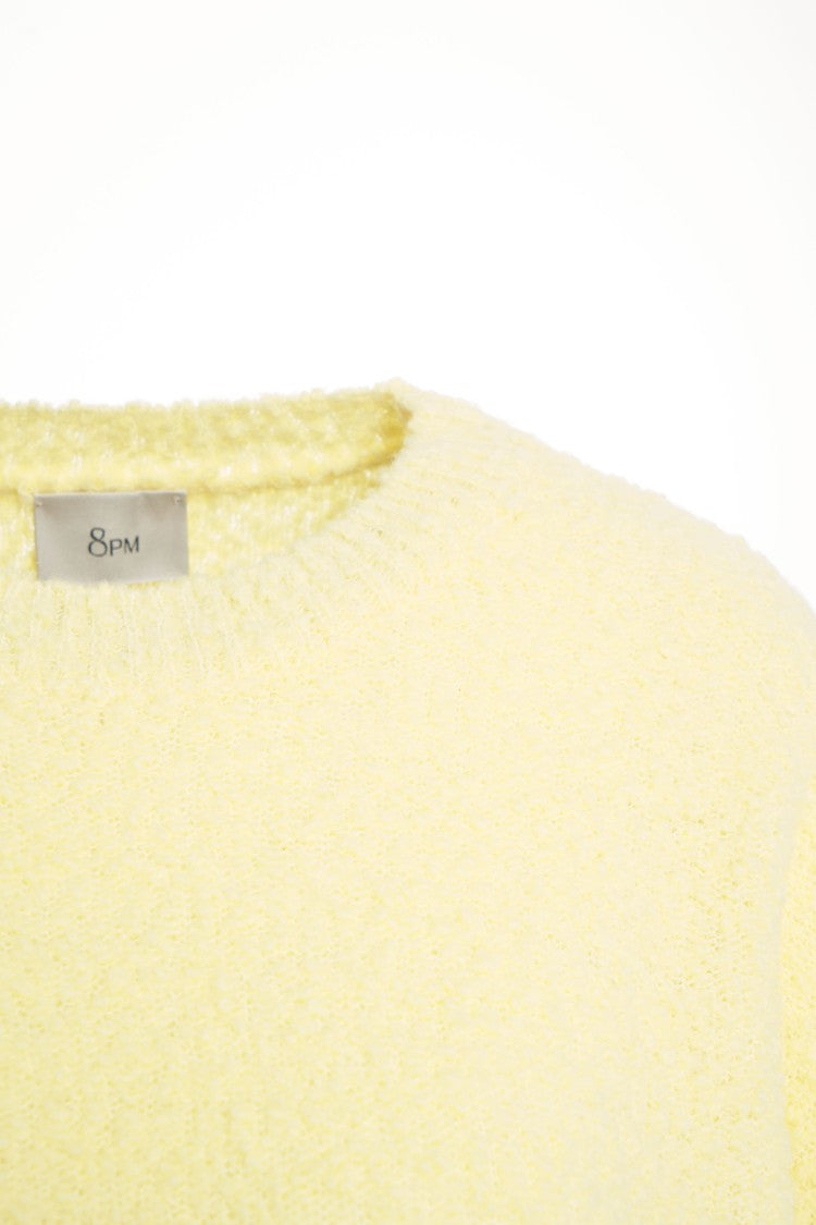 8Pm Slightly Cropped Knit Sweater In Warm Yellow Wool Blend