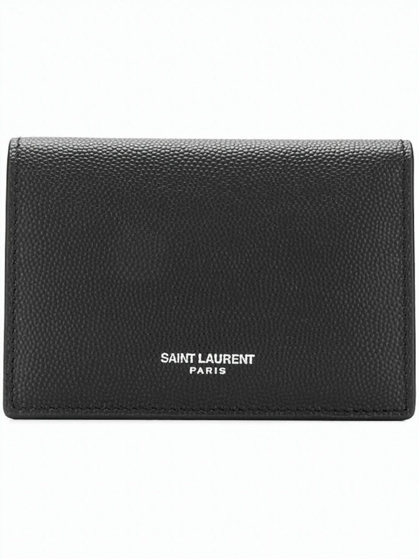 Saint Laurent Textured Calf Leather Cardholder With Snap Closure