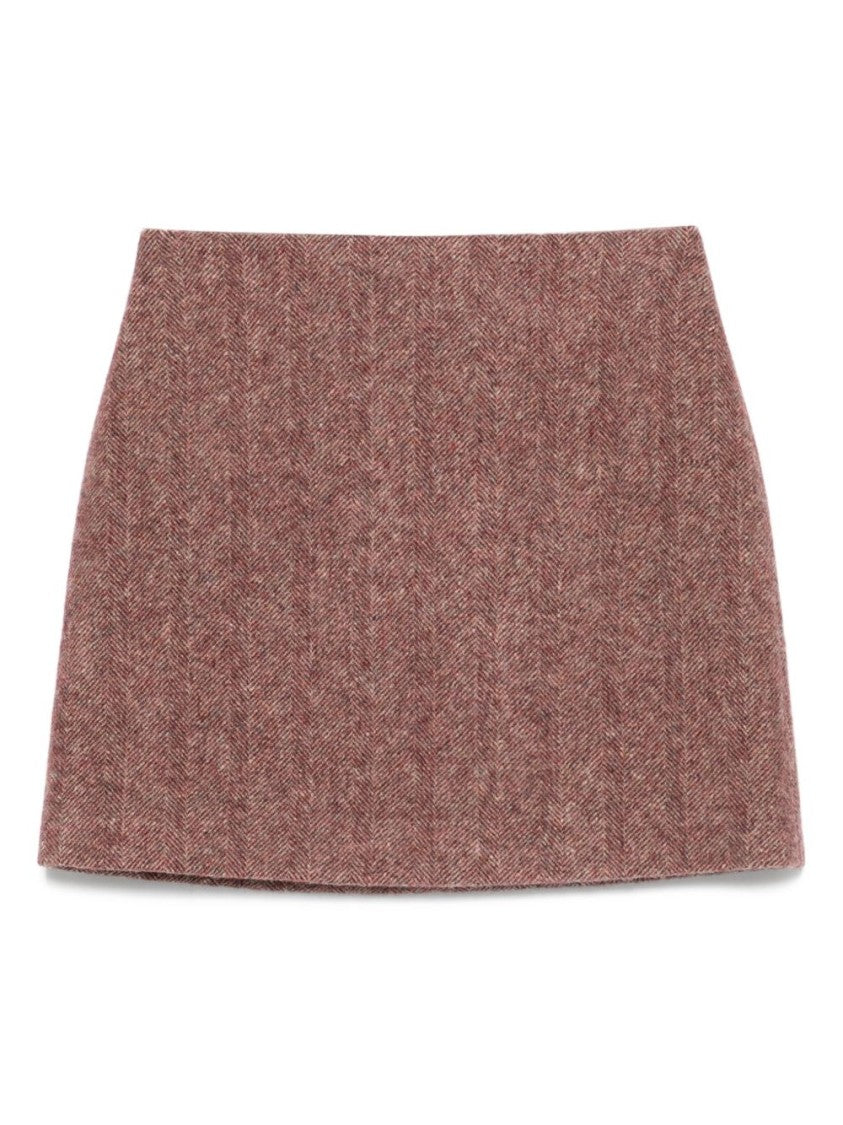 Blaze Burgundy Virgin Wool Mini Skirt
