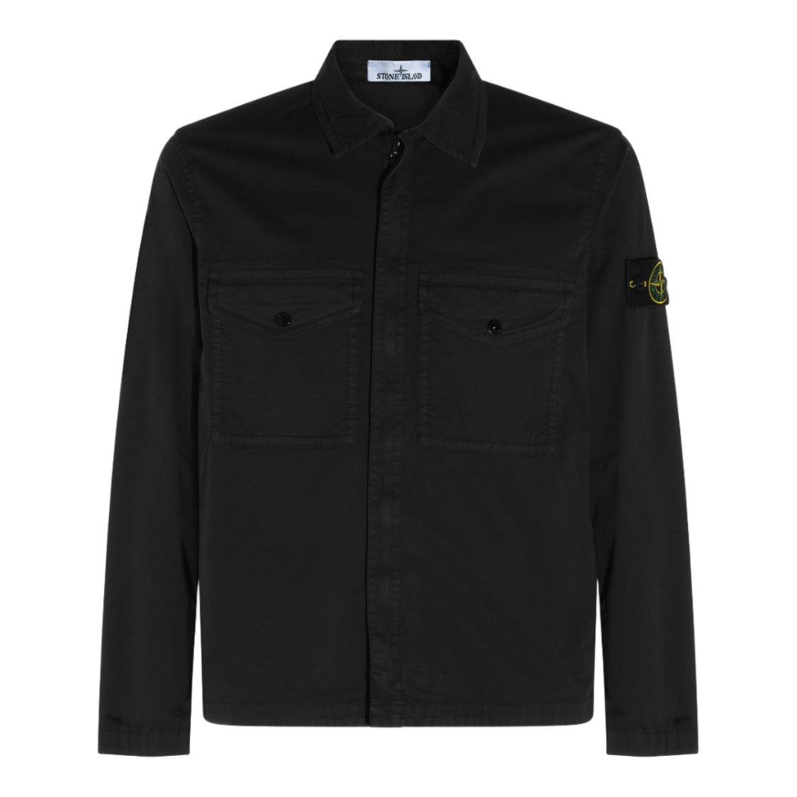 Stone Island Black Long-Sleeve Shirt With Classic Collar