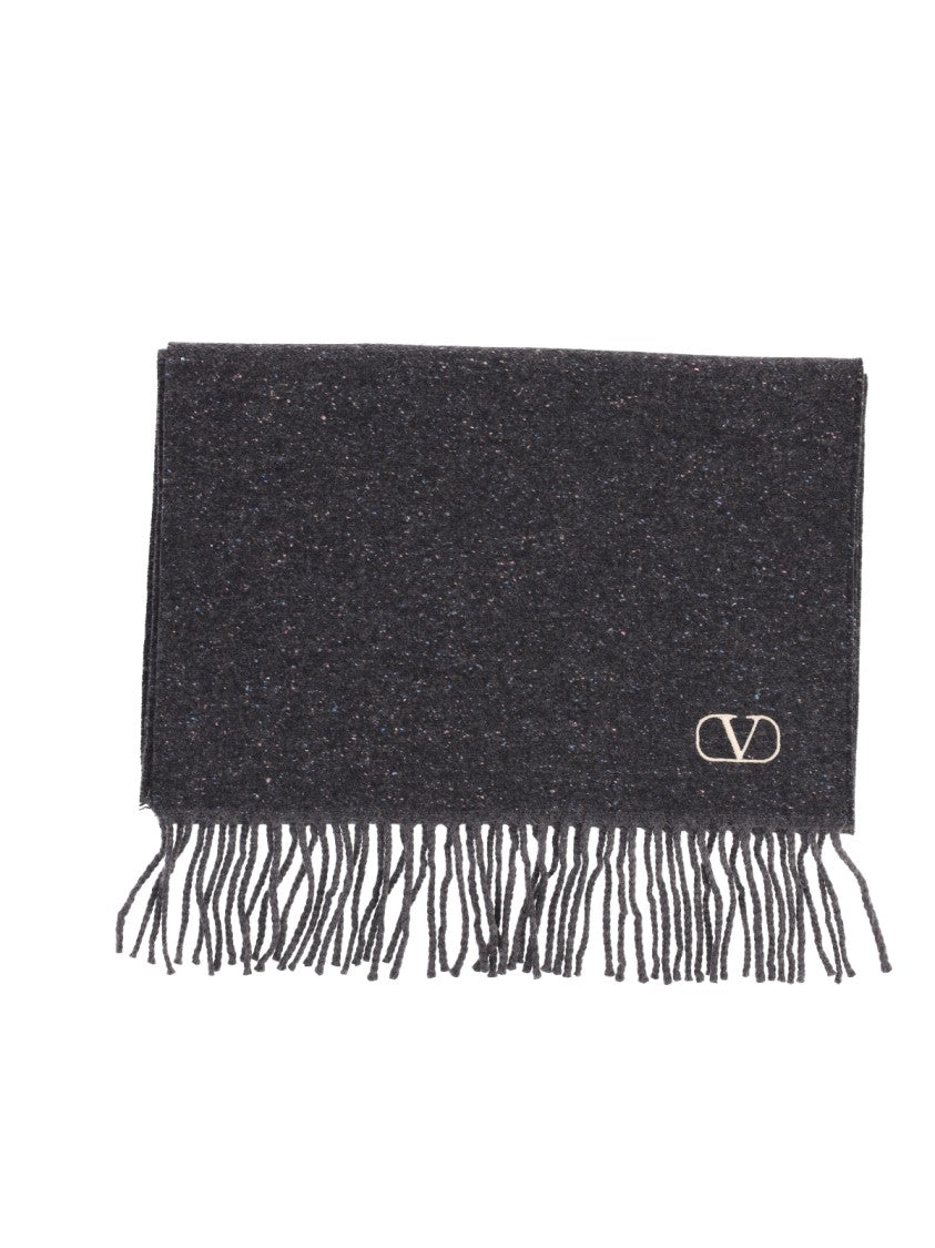 Valentino Garavani Grey Vlogo Signature Wool Scarf