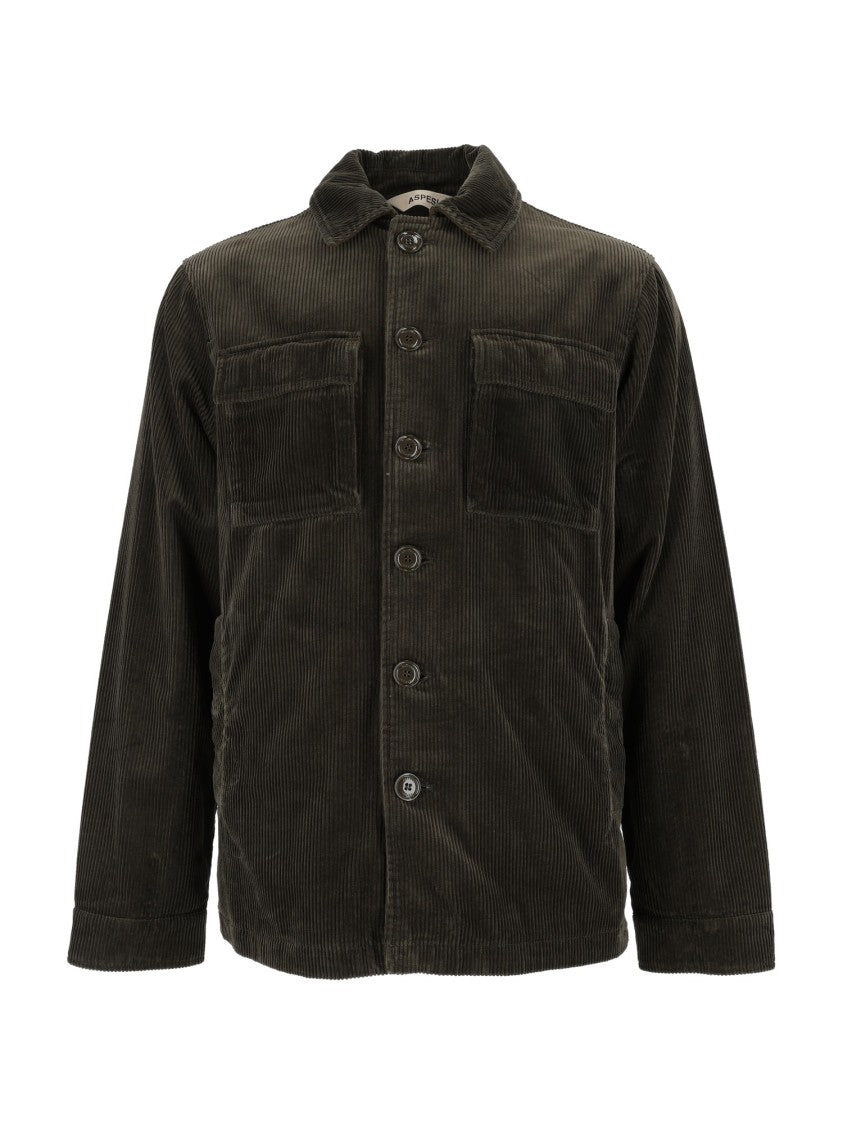 Aspesi Relaxed Fit Corduroy Jacket With Classic Collar And Dual Chest Pockets