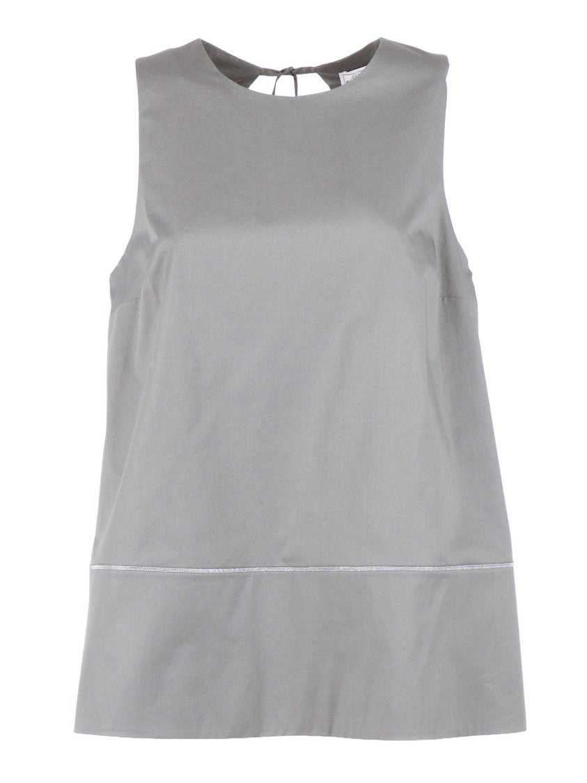 Peserico Grey Sleeveless Decorative Hem Tank Top