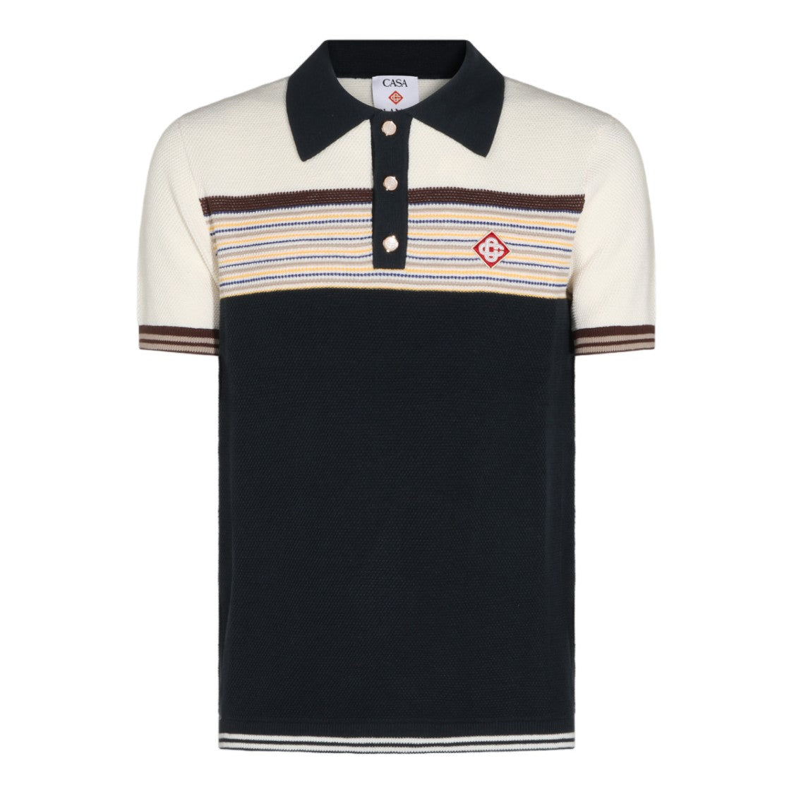 Casablanca Striped Color-Block Polo Shirt
