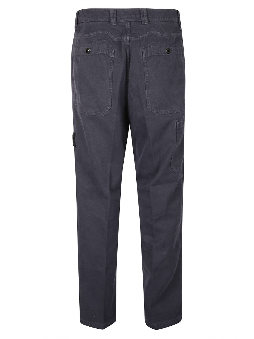 Stone Island Classic Tailored Blue Trousers With Straight Leg Design