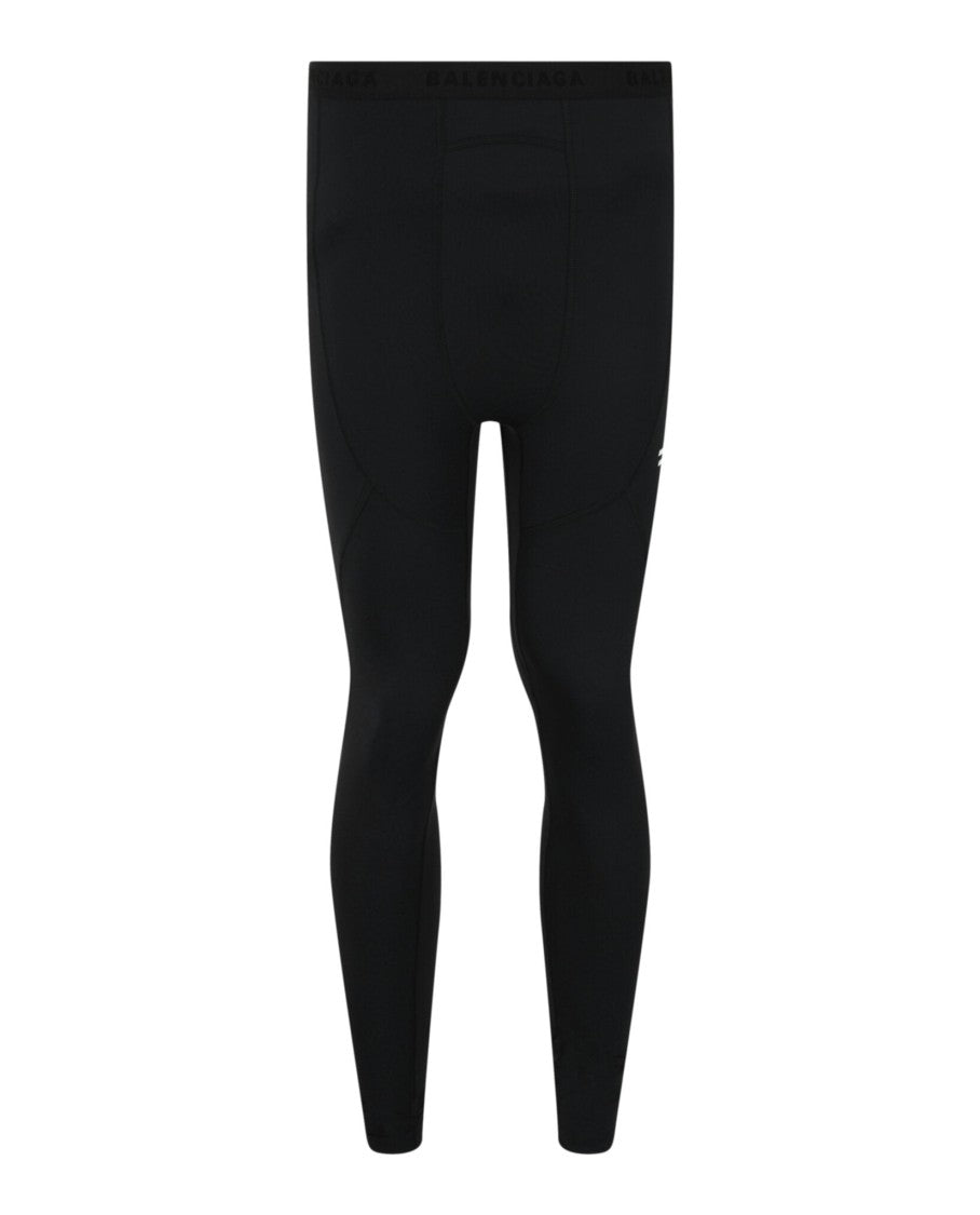 Balenciaga Logo Print Mid-Rise Athletic Leggings With Fitted Silhouette