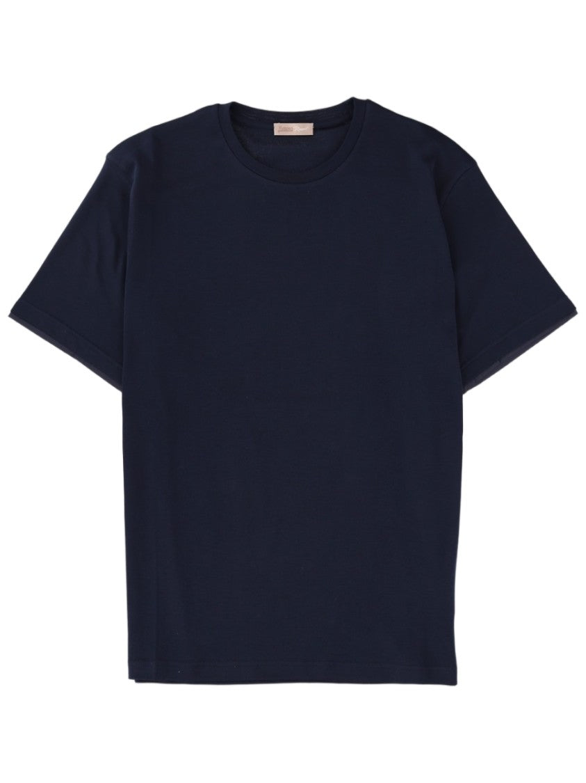 Herno Minimalistic Navy Crew Neck Cotton T-Shirt