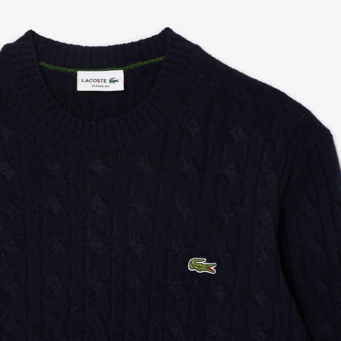 Lacoste Textured Cable-Knit Crewneck Sweater In Deep Blue