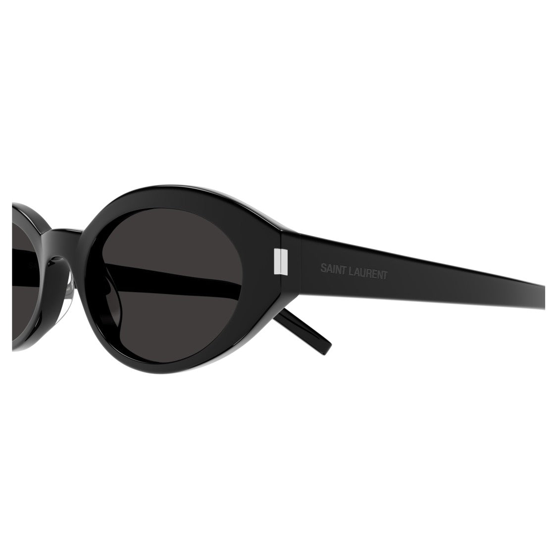 Saint Laurent Oval Frame Sunglasses With Glossy Black Finish