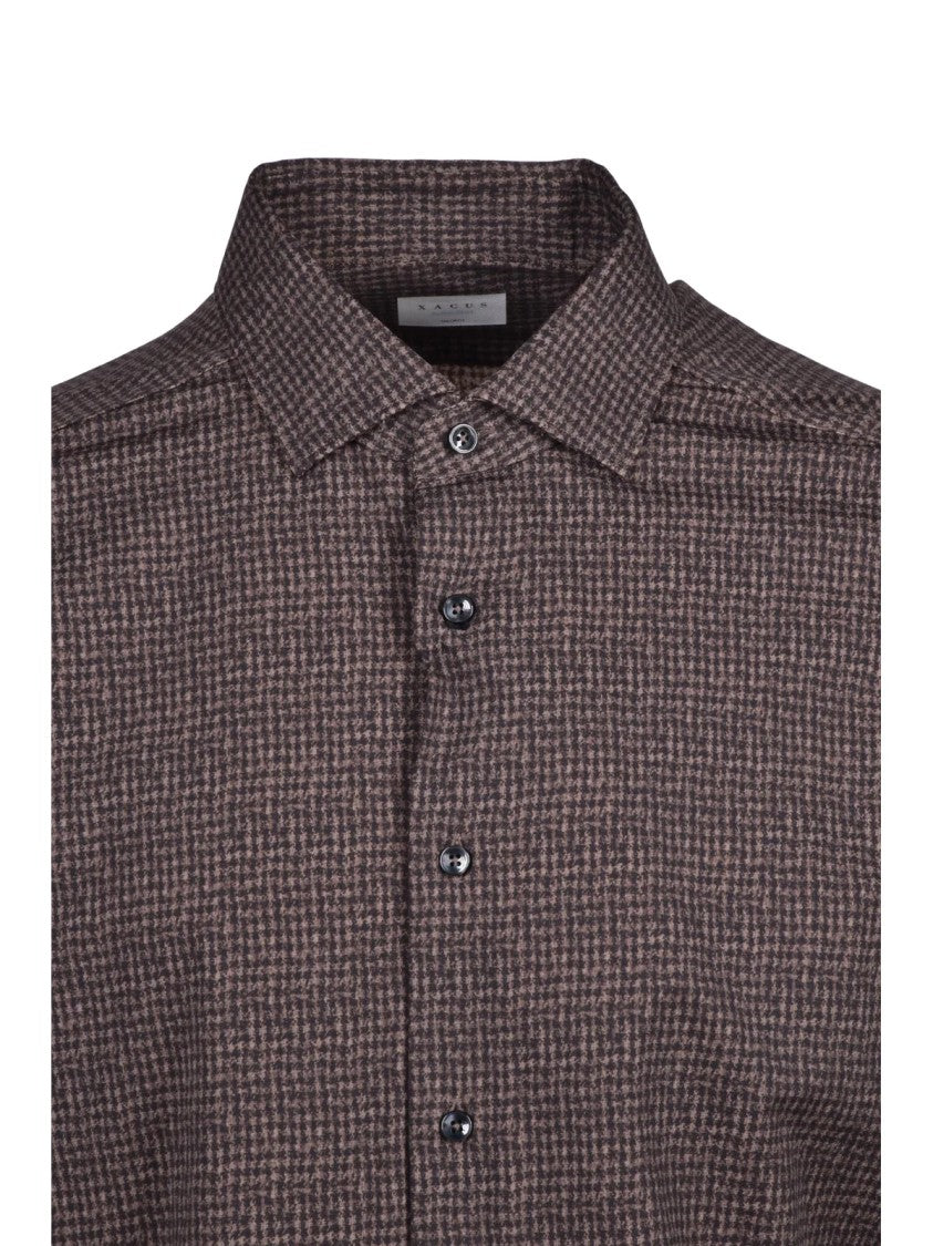 Xacus Brown Checkered Active Technical Shirt