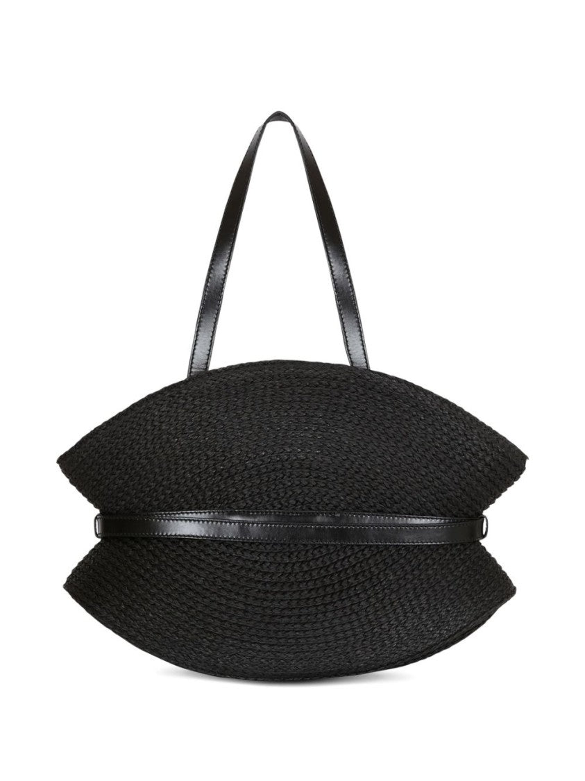 Balmain Black Sculptural Calfskin Gold Buckle Bag