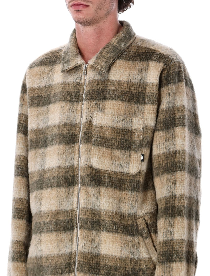 Huf Relaxed Fit Brown Fuzzy Plaid Jacket