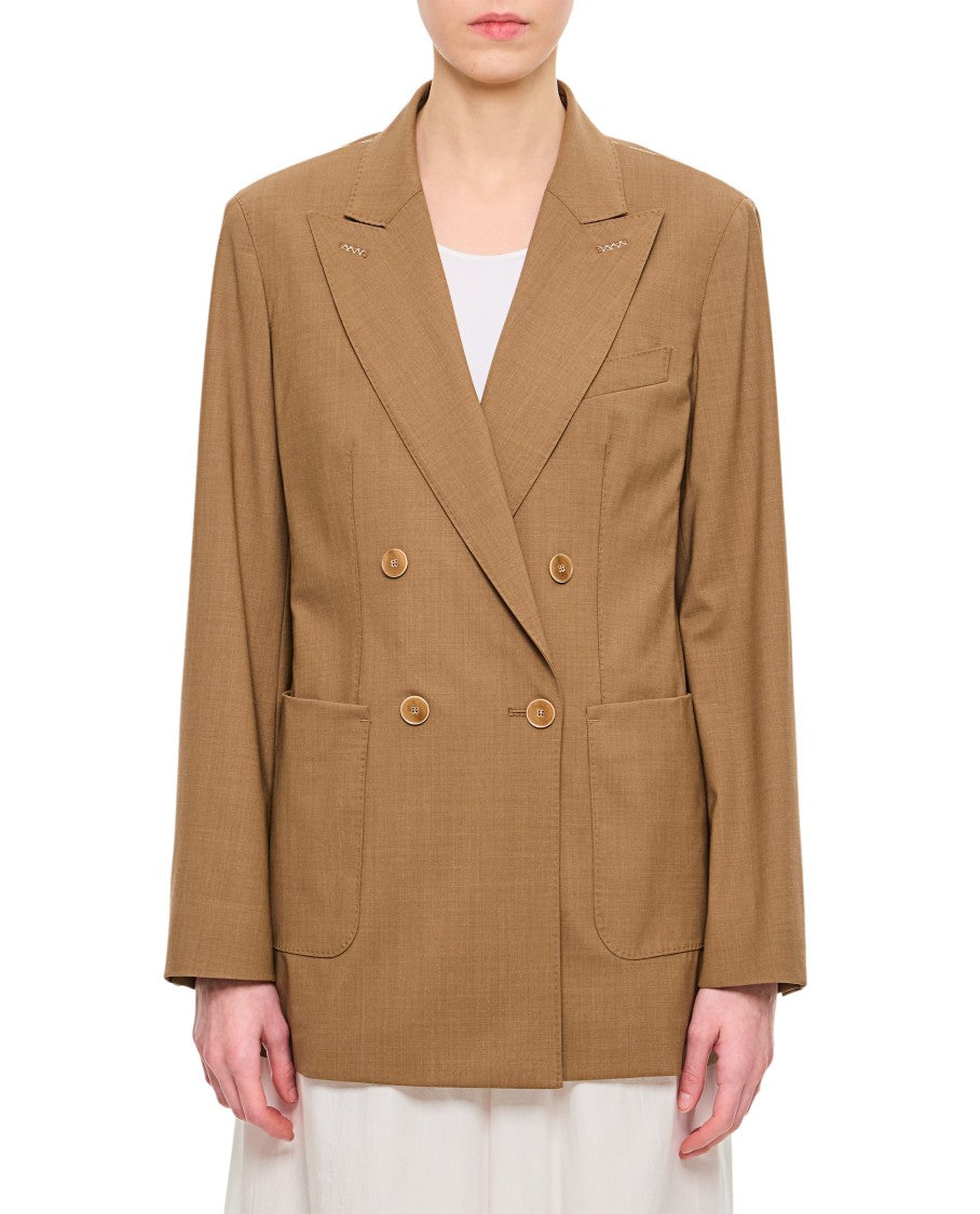 Max Mara Deconstructed Double-Breasted Blazer With Peaked Lapel