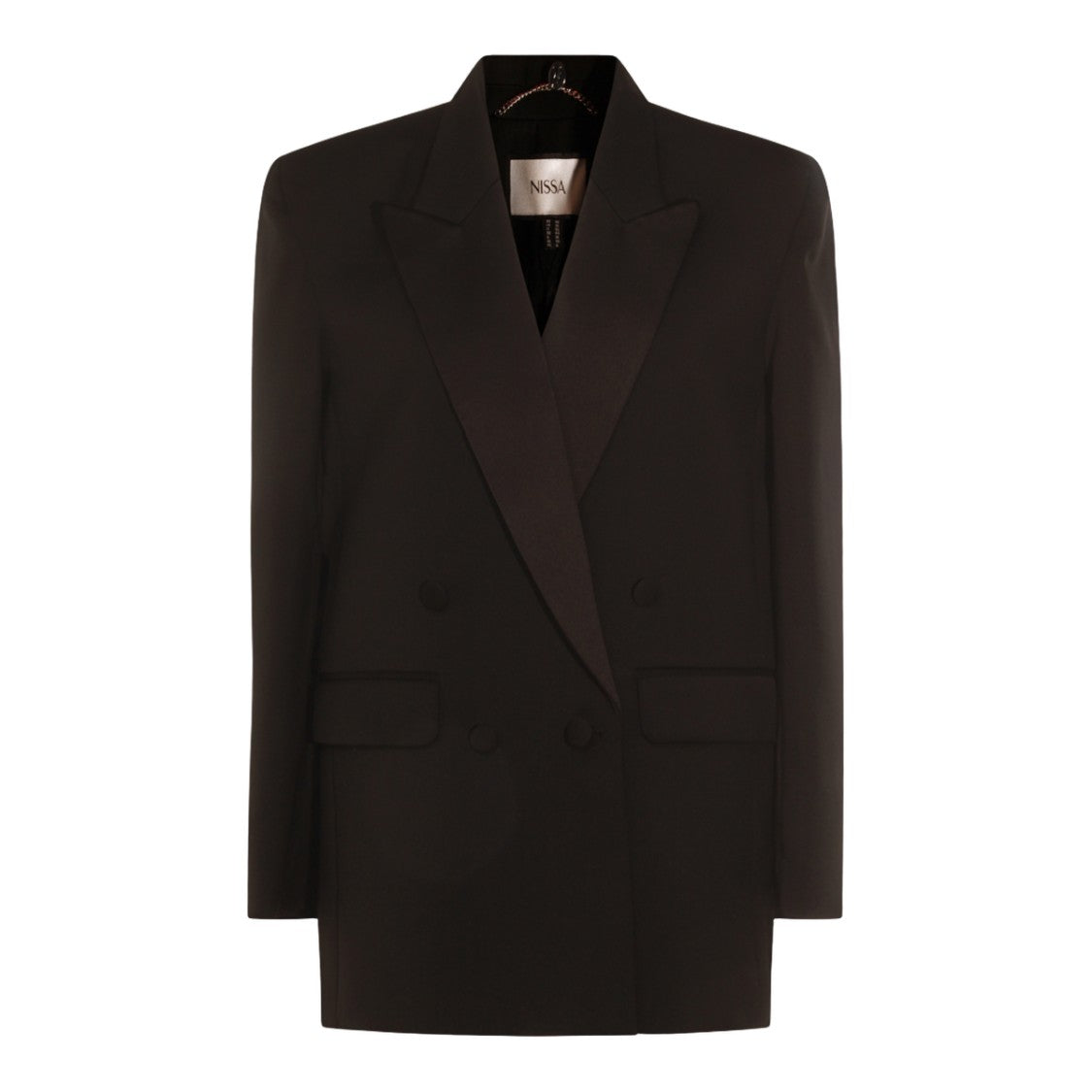 Nissa Tailored Black Double-Breasted Jacket With Wide Lapels