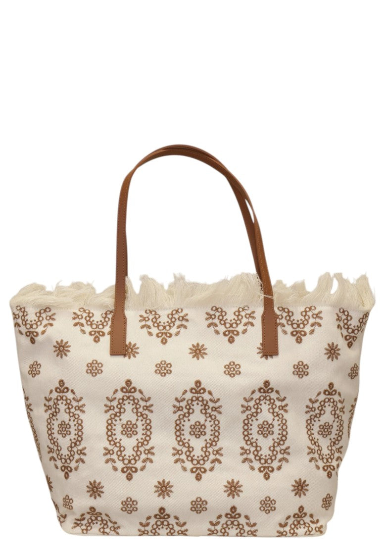 Mc2 Saint Barth Spacious Tote Bag With Floral And Geometric Patterns