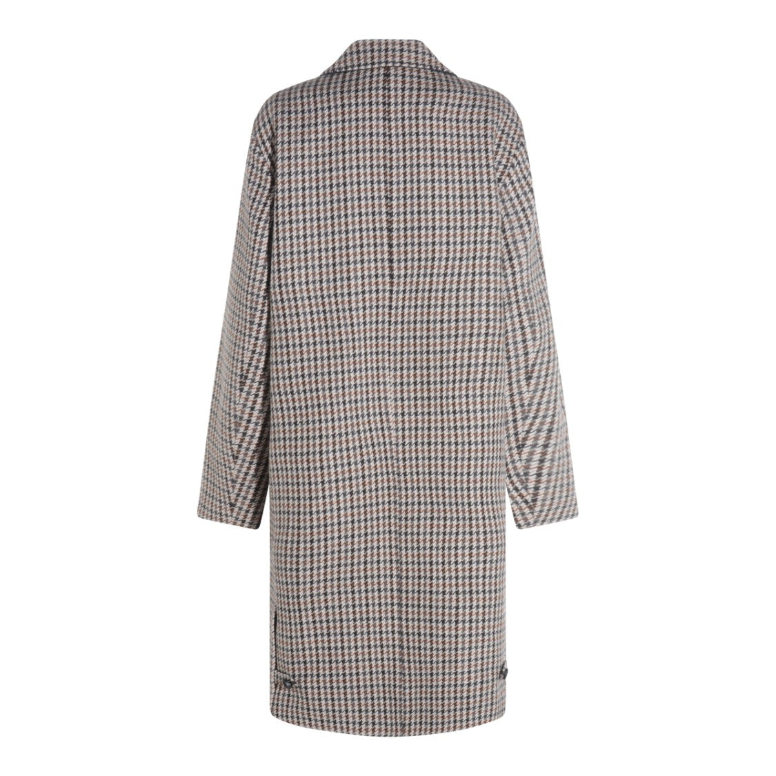 Mackage Houndstooth-Patterned Brown Long Coat With Classic Lapel