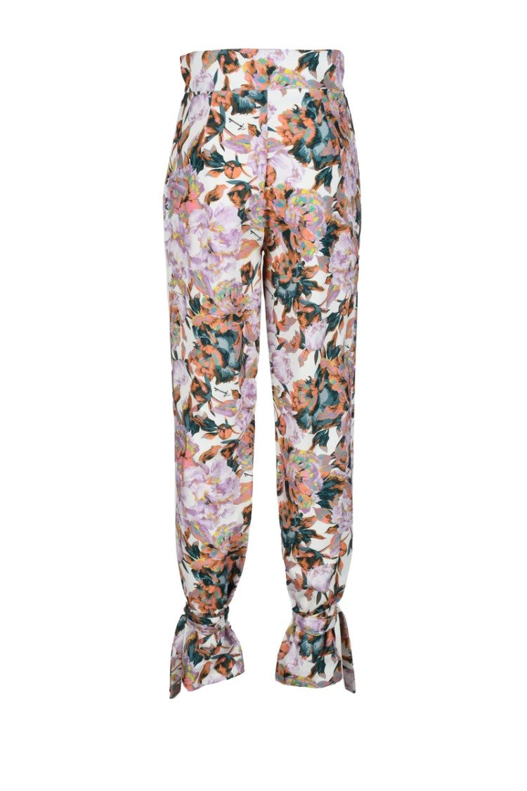 Feminista High-Waisted Floral Trousers With Ankle Ties