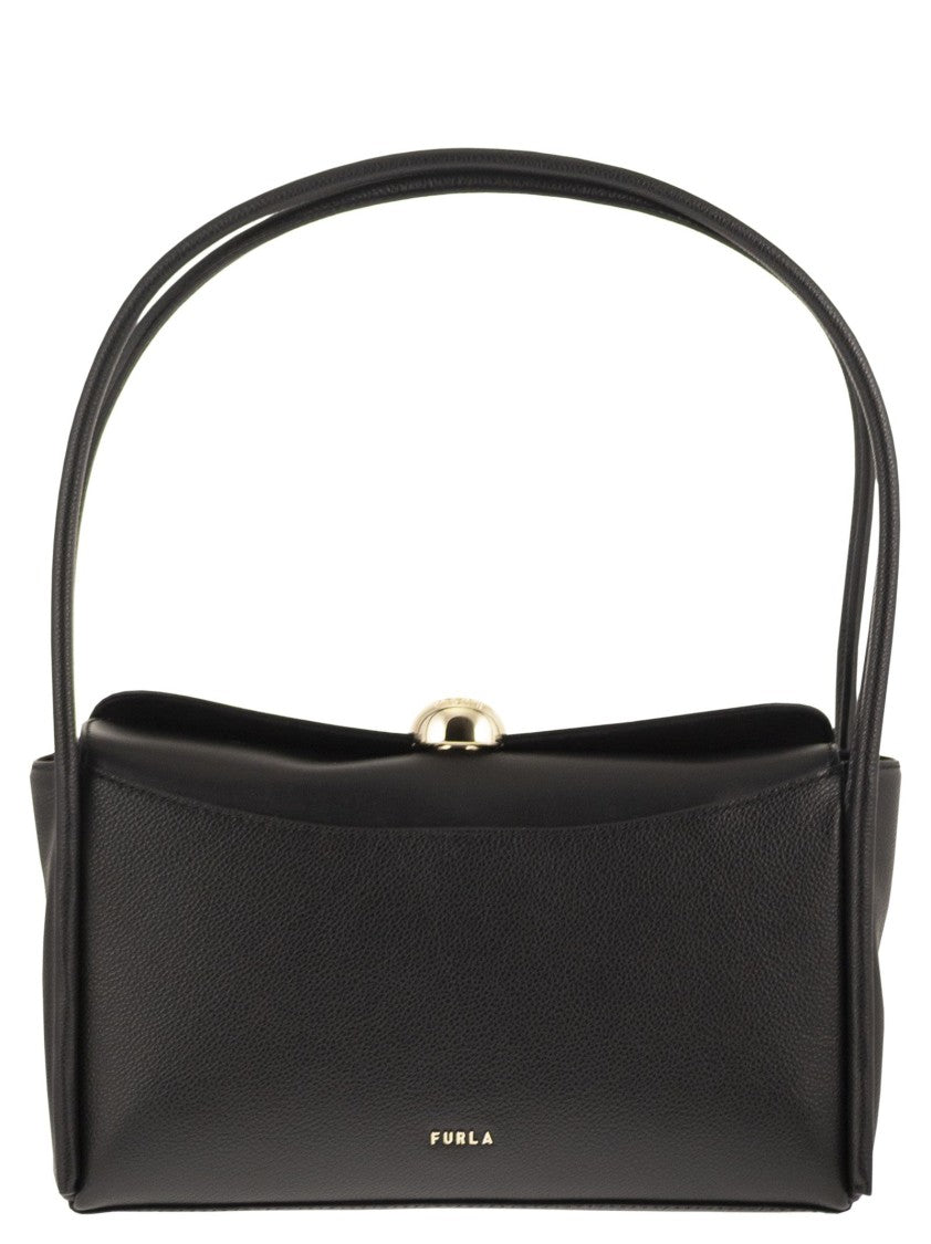 Furla Structured Calfskin Leather Satchel With Sfera Hardware