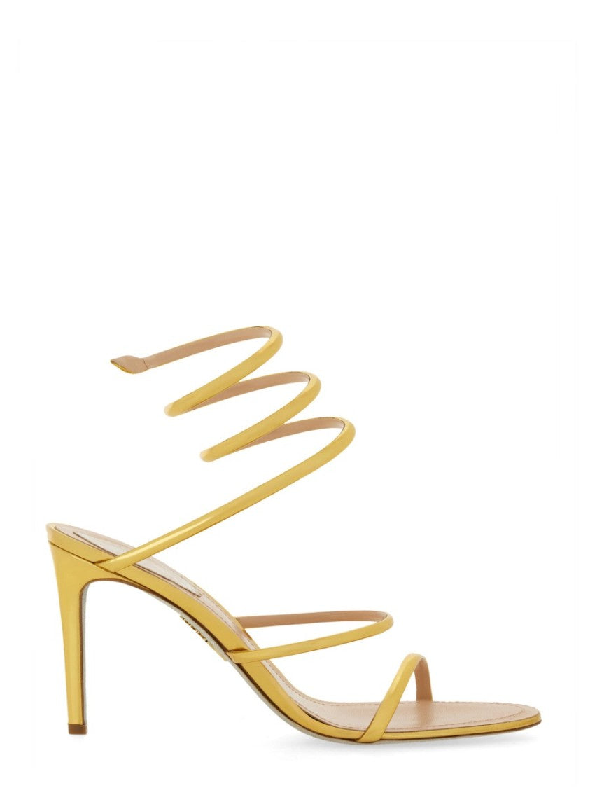 René Caovilla Neutrals Cleo Spiral Ankle Strap Sandals