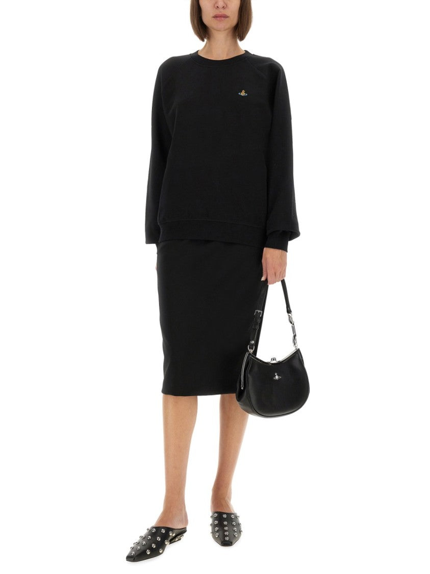 Vivienne Westwood Raglan Sleeve Black Sweatshirt With Embroidered Detail