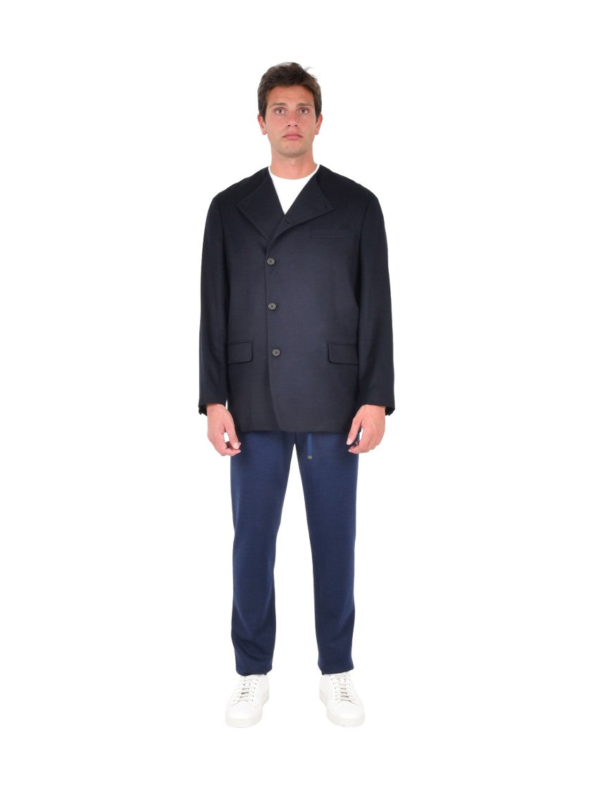Emporio Armani Dark Blue Jacket With Notched Lapel