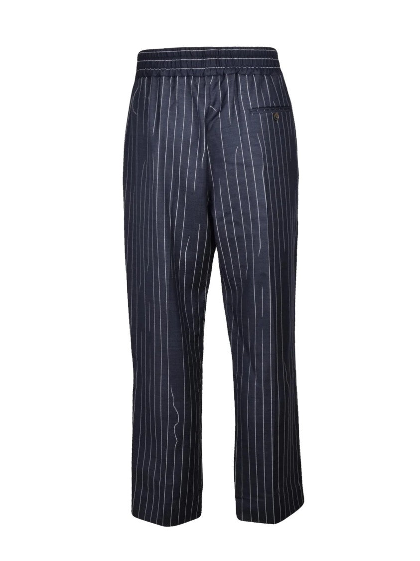 Vivienne Westwood Tapered Wool Trousers With High Elasticated Waist And Pinstripe Detail