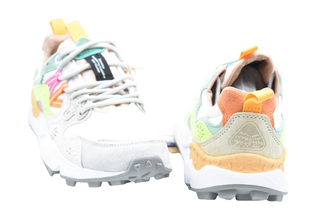 Flower Mountain White Yellow Suede Nylon Low-Top Shoes