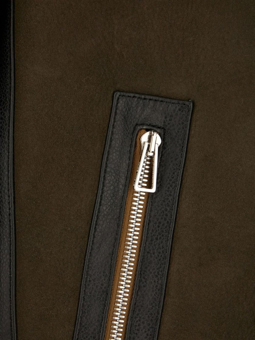 Paul Smith Brown Suede Jacket With Shearling Collar