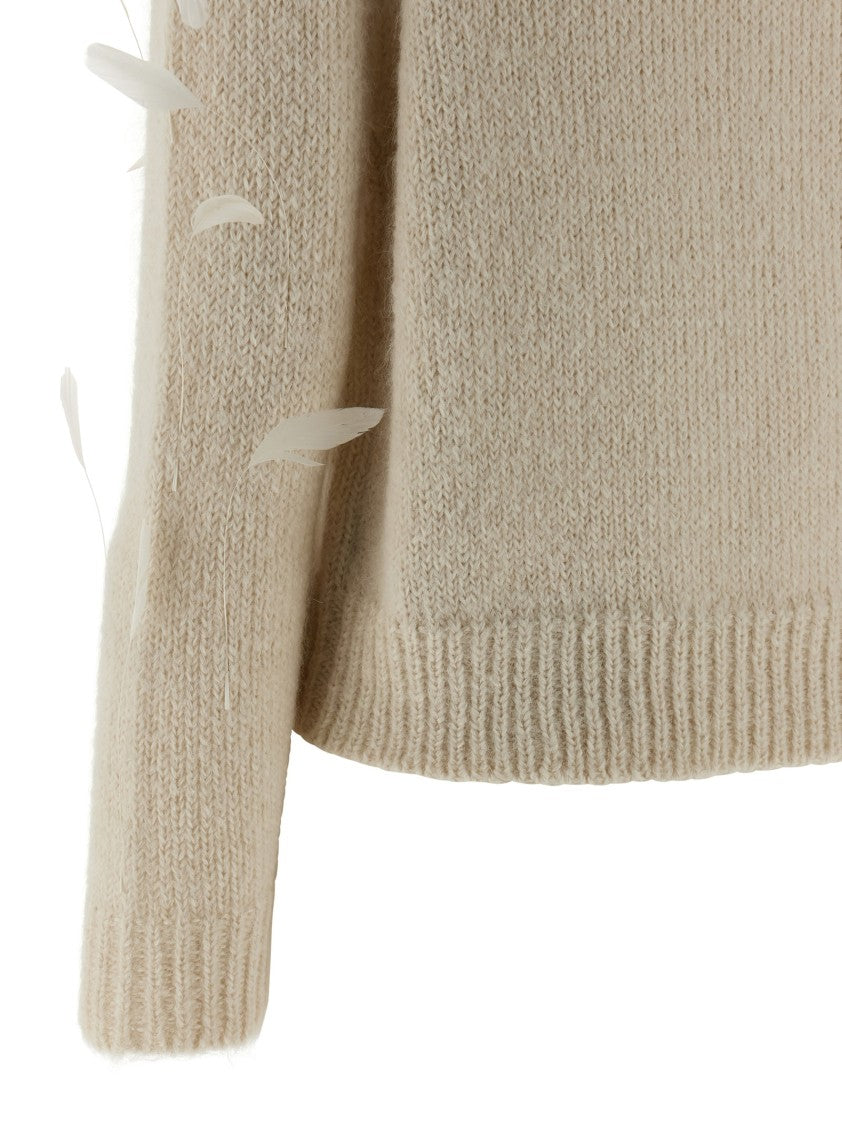 Jil Sander Alpaca And Wool Sweater With Tone-On-Tone Feather Application