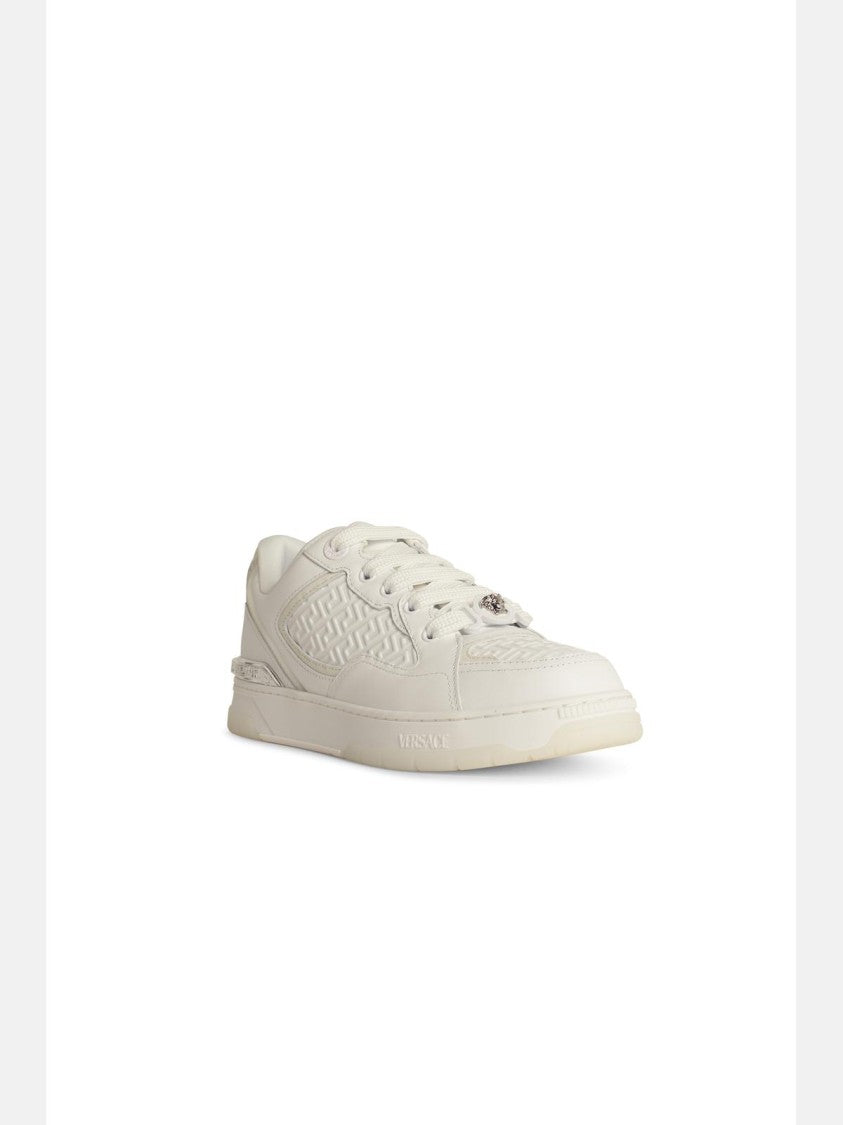 Versace 'Greca' White Leather Blend Sneakers