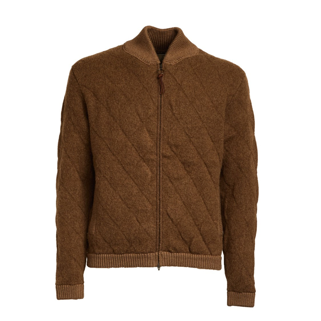 Rakki' Quilted Brown Bomber Jacket With Ribbed Details