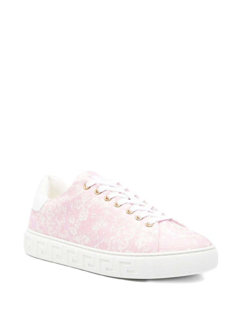 Versace Pink Barocco Greca Floral Pattern Sneakers