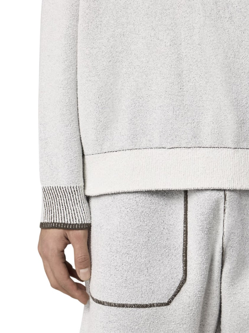 Stone Island Textured White Crew Neck Sweater