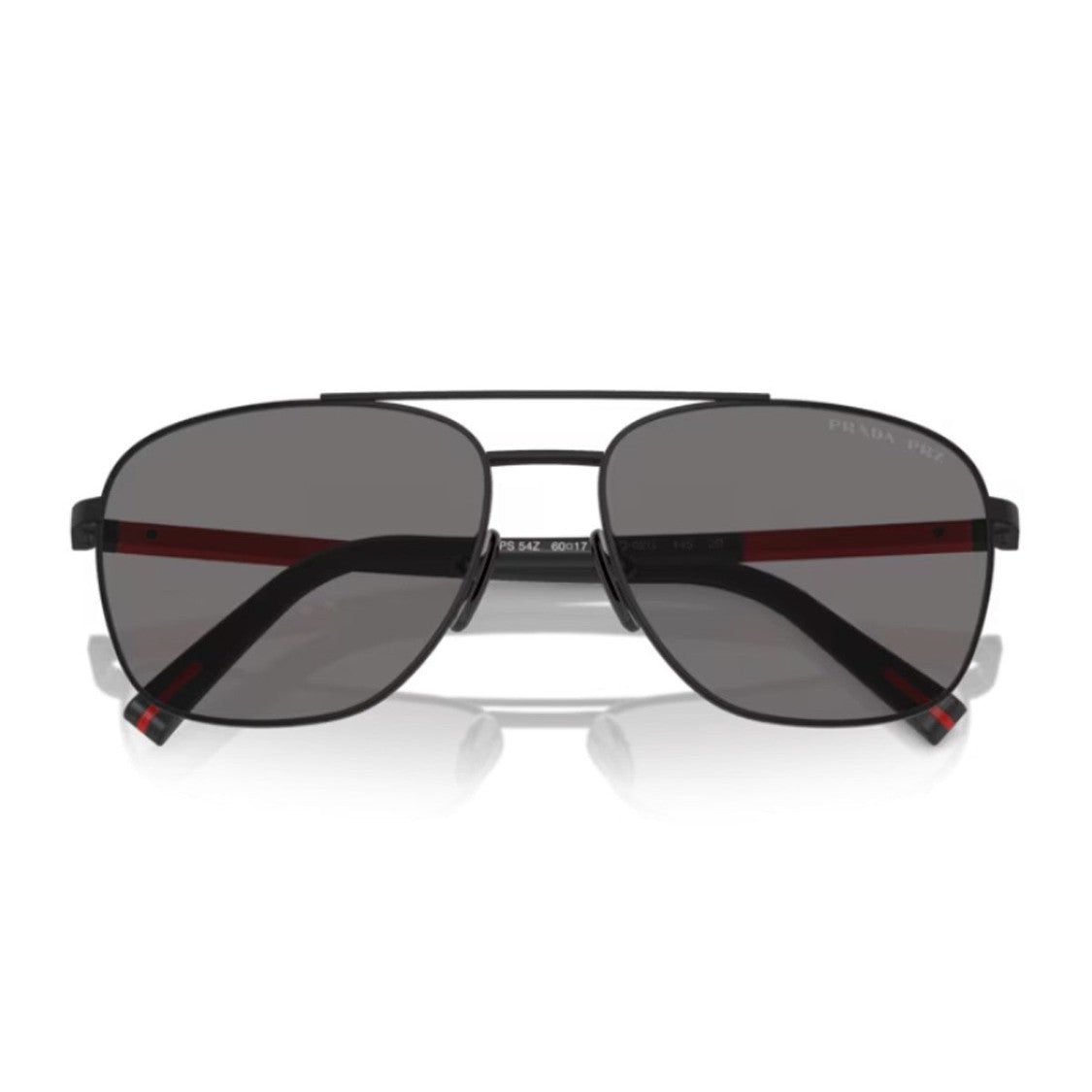 Prada Linea Rossa Nero Opaco Ps 54Zs Metal Aviator Sunglasses