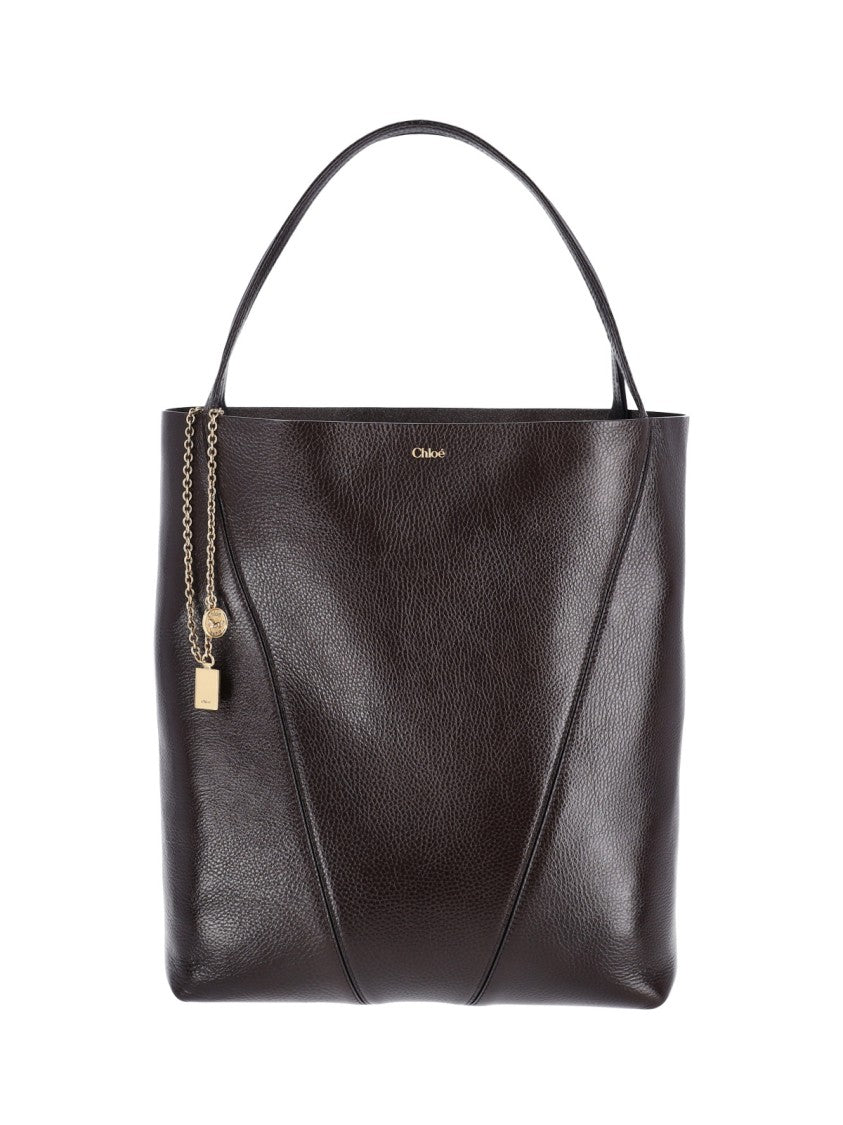 Chloé Dark Brown Spin Leather Tote Bag