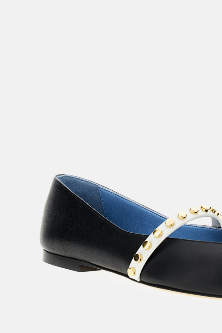 Alexander Mcqueen Pointed Toe Flats With Gold Studded Strap