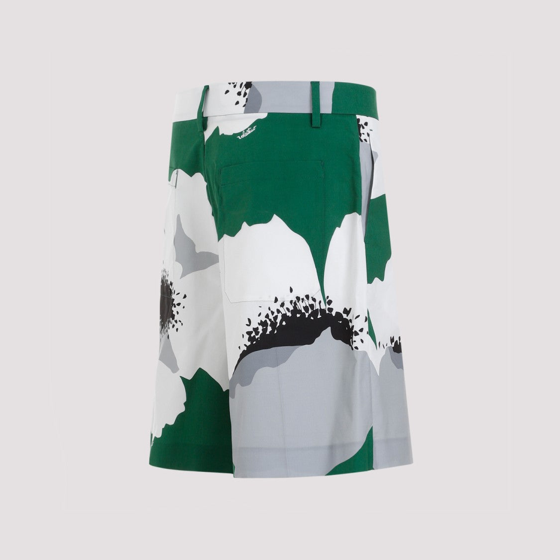Valentino Green And Gray Flowered Cotton Shorts