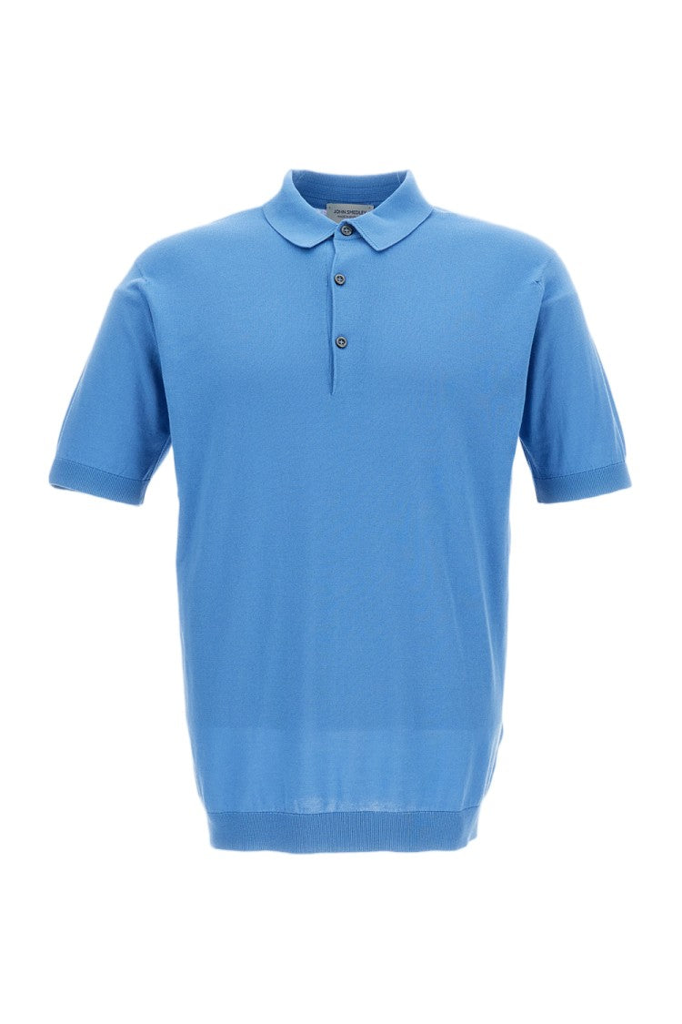 John Smedley Light Blue Cotton Short-Sleeve Polo Shirt