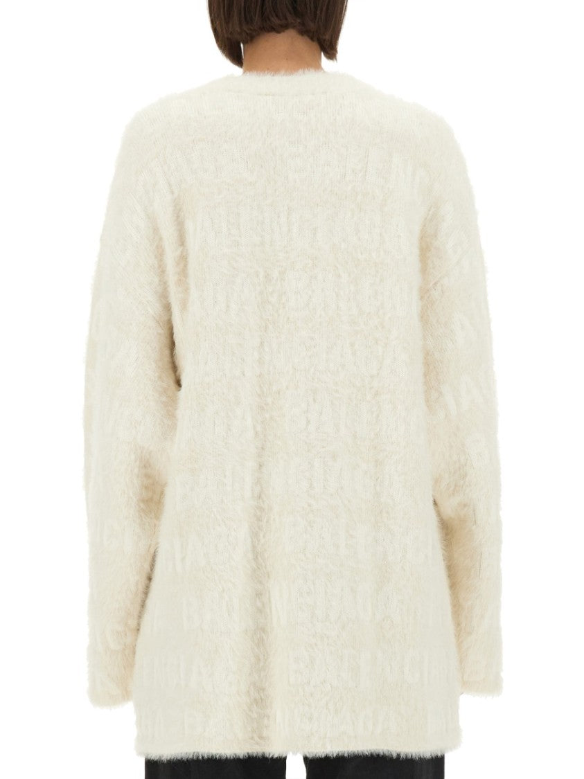 Balenciaga Oversized V-Neck Cardigan With Relaxed Fit