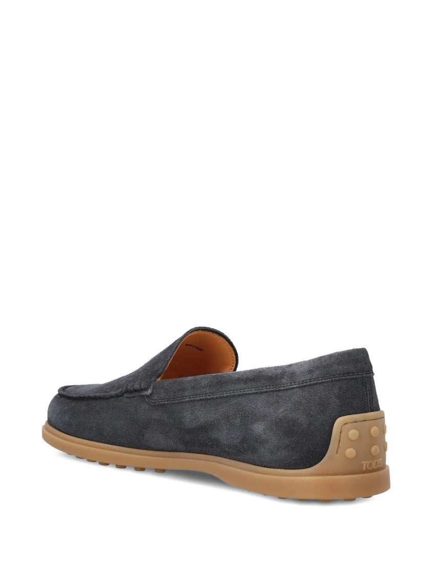 Tod's Charcoal Grey Calzature Suede Moccasin Loafers